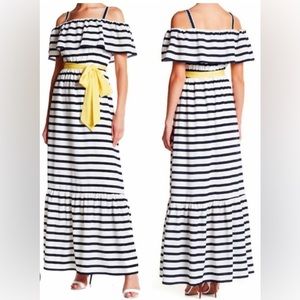 New! Eliza J, White and Navy striped, Maxi dress, Size 6 No Exchange/Returns